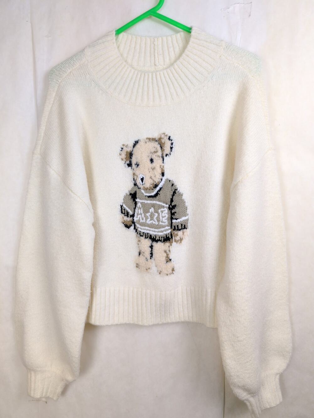 American Eagle Snow Stopper cream teddy bear sweater Size M Ski Retro Cozycore